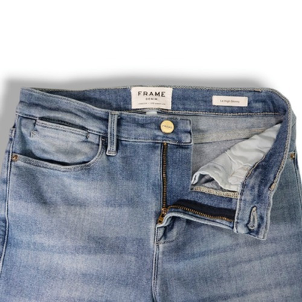 Frame Le High Skinny Jeans Paltrow Mid Rise Crop Raw Hem Light Wash 26x27 - Picture 3 of 9